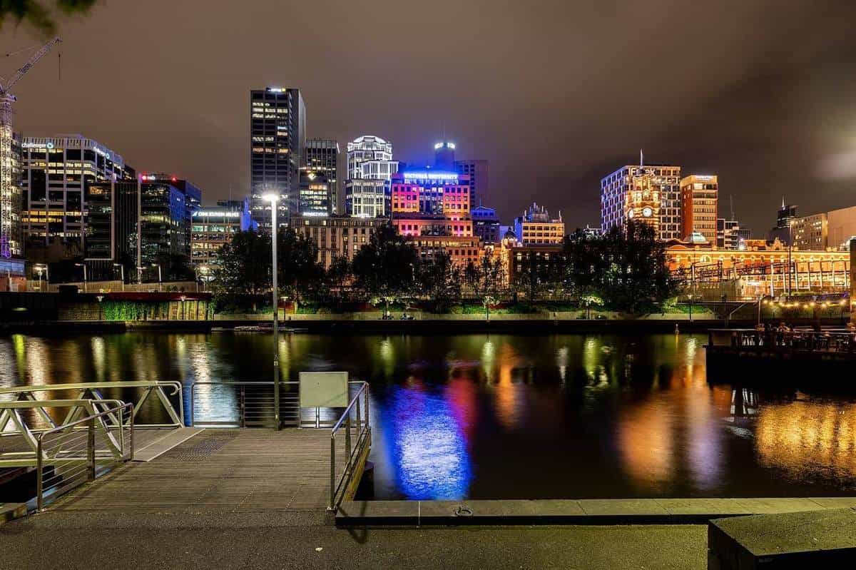 The Melbourne city skyline at night