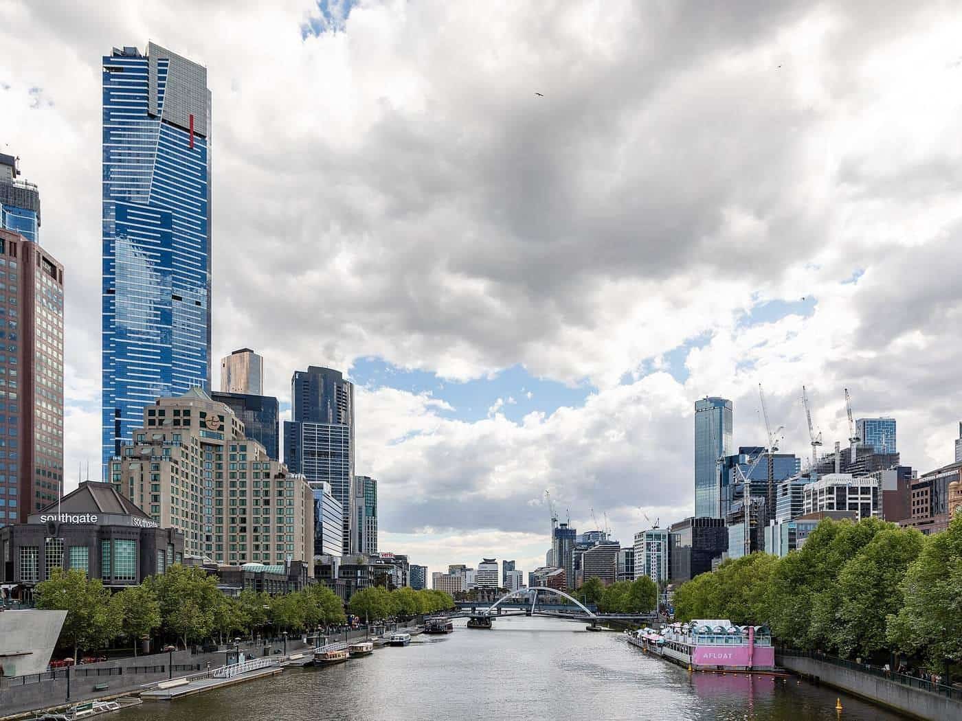 The Yarra River and city buildings in Melbourne
