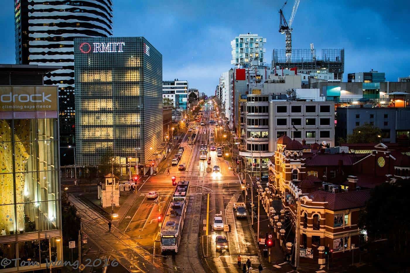 Melbourne city lights at night